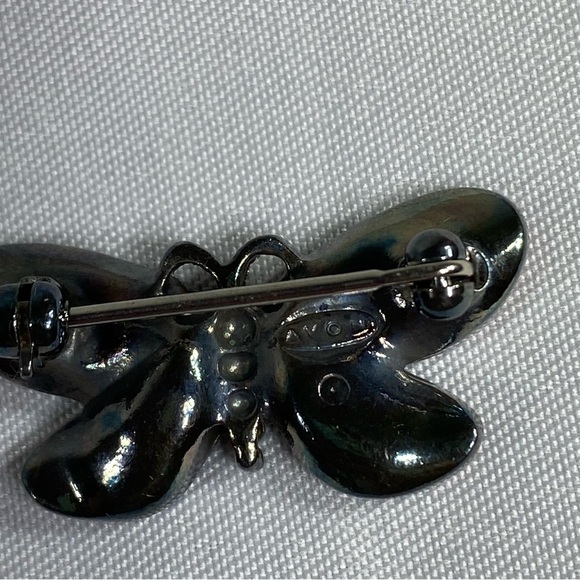 Avon Tiny Pink & Orange Rhinestone Butterly Brooch Pin - Picture 6 of 6